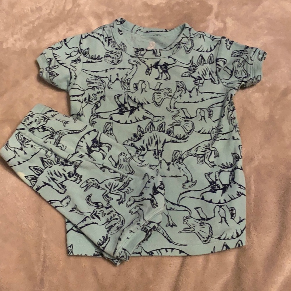 Baby Gap Organic Cotton Dinosaur Pajamas PJs matching set size 2 years